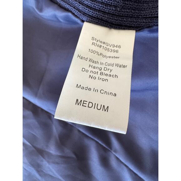 C’est Toi Polka Dot Quilted Puffer Vest, Navy w/Brown Trim - Picture 7 of 7